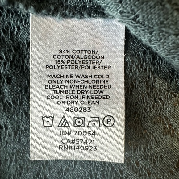 Ann Taylor LOFT Dark‎ Teal Lace Top Button Wrist Semi Sheer Size Small - Picture 12 of 12